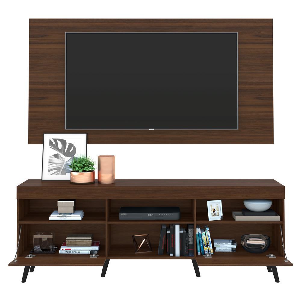 Rack c/ Painel e Suporte TV 65" e Pés Retrô Flórida Multimóveis Duna/Preto