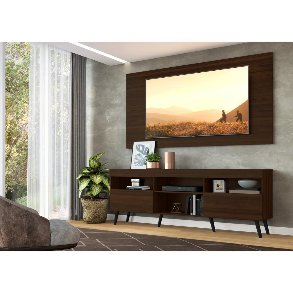 Rack c/ Painel e Suporte TV 65" e Pés Retrô Flórida Multimóveis Duna/Preto