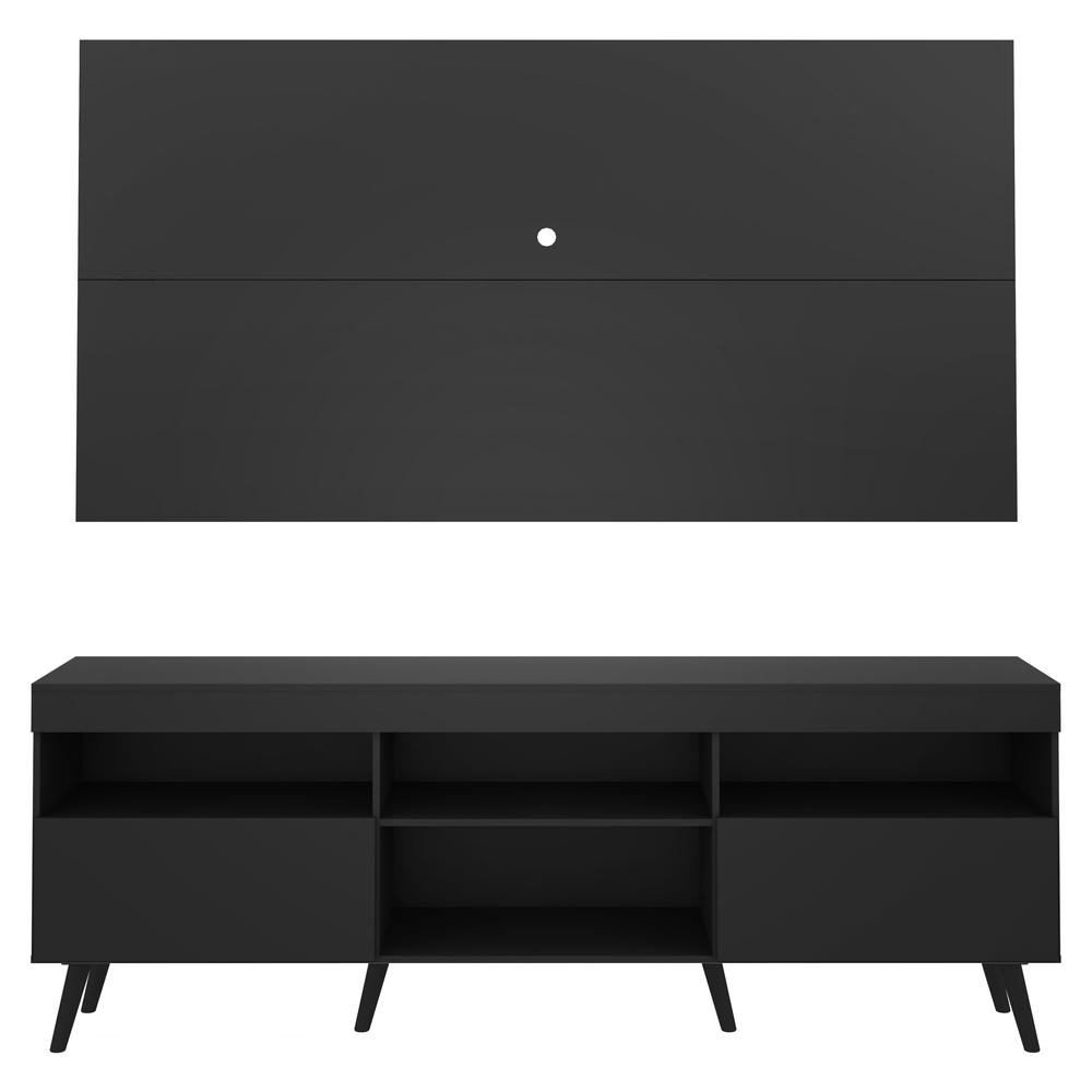 Rack c/ Painel e Suporte TV 65" e Pés Retrô Flórida Multimóveis Preto