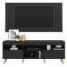 Rack c/ Painel e Suporte TV 65" e Pés Retrô Flórida Multimóveis Preto/Natural
