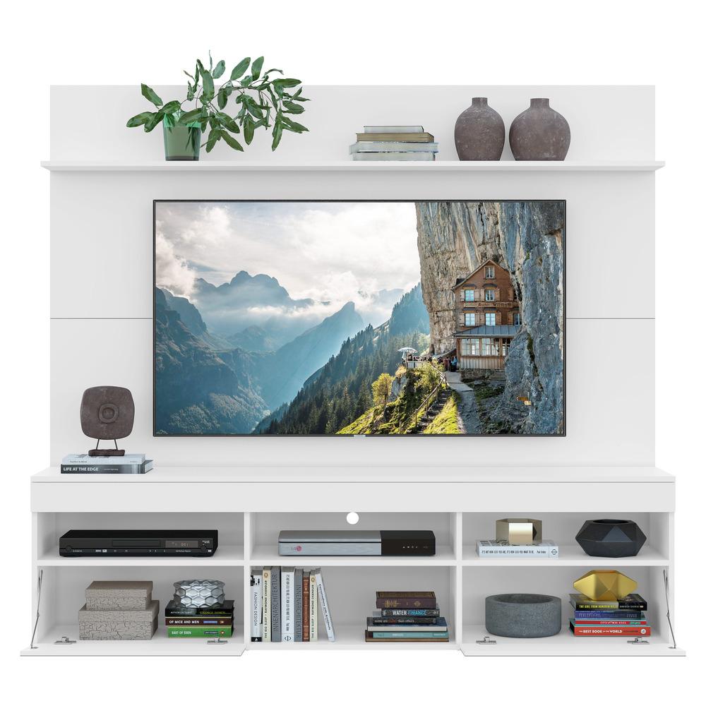 Rack com Espelho e Painel TV 65" com Prateleira Madri Multimóveis Branco