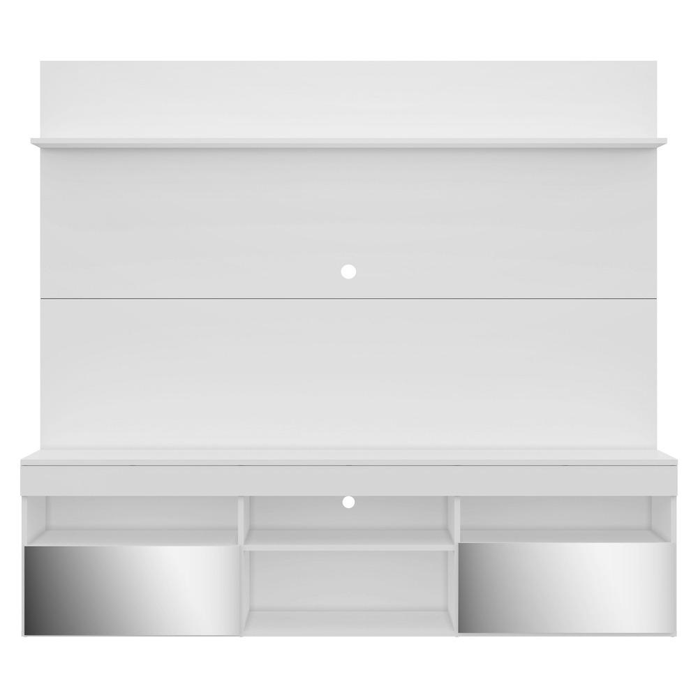 Rack com Espelho e Painel TV 65" com Prateleira Madri Multimóveis Branco