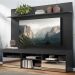Rack com Espelho e Painel TV 65" com Suporte  e Prateleira Madri Multimóveis Preto