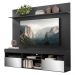 Rack com Espelho e Painel TV 65" com Suporte  e Prateleira Madri Multimóveis Preto