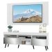 Rack com Espelho, Pés Retrô e Painel TV 65" com 2 Portas Londres Multimóveis Branco/Preto