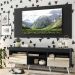 Rack com Espelho, Pés Retrô e Painel TV 65" com 2 Portas Londres Multimóveis Preto/Branco
