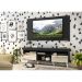 Rack com Espelho, Pés Retrô e Painel TV 65" com 2 Portas Londres Multimóveis Preto/Branco