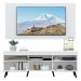 Rack com Espelho, Pés Retrô, Painel e Suporte TV 65" com 2 Portas Londres Multimóveis Branco/Preto