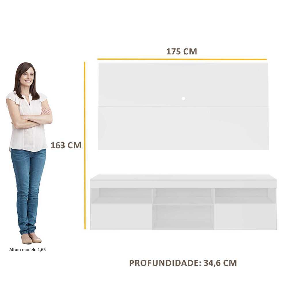 Rack com Painel P/TV até 65" Flórida Multimóveis  Branco