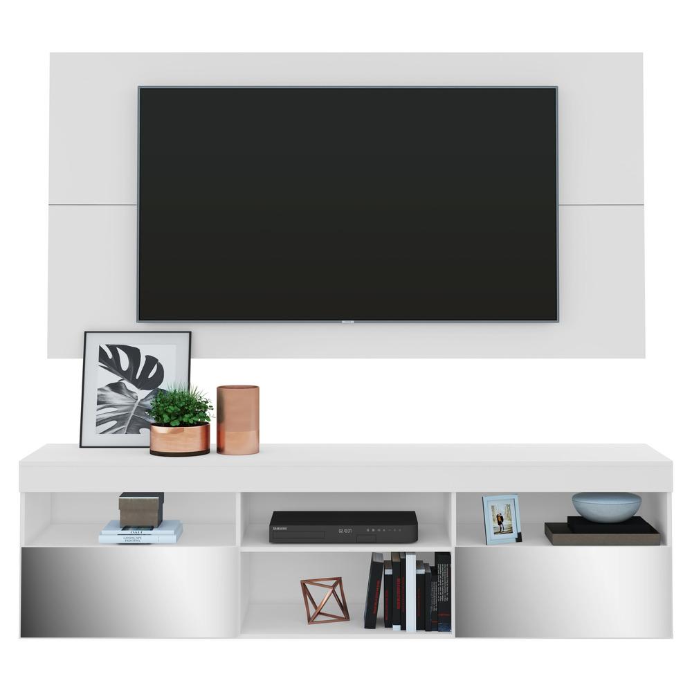 Rack com Painel P/TV até 65" e Espelho Flórida Multimóveis Branco
