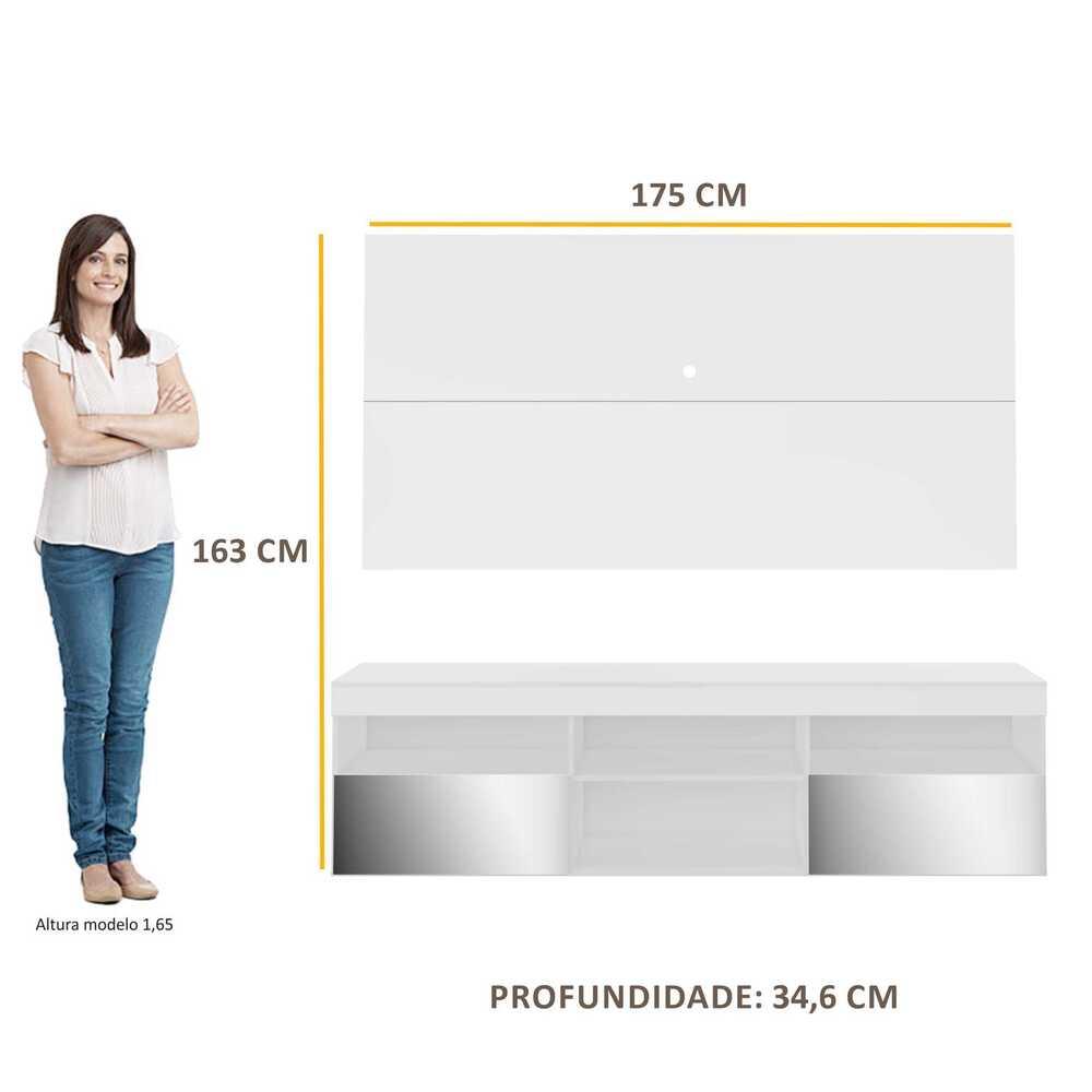 Rack com Painel P/TV até 65" e Espelho Flórida Multimóveis Branco