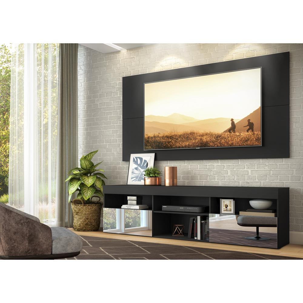 Rack com Painel P/TV até 65" e Espelho Flórida Multimóveis Preto