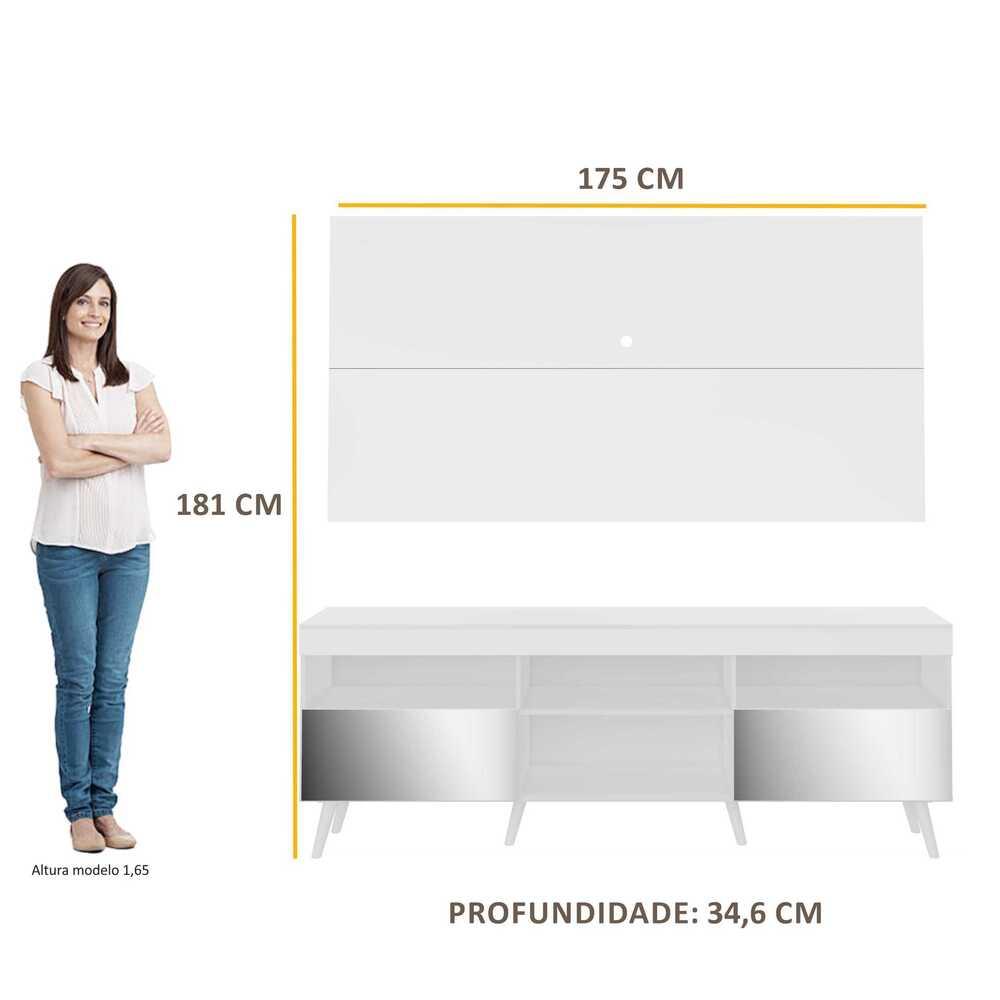 Rack com Painel Retrô com Espelho para TV até 65" Multimóveis Flórida FG3138 Branco