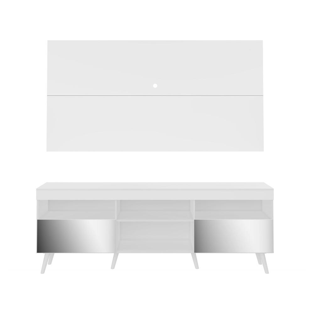 Rack com Painel Retrô com Espelho para TV até 65" Multimóveis Flórida FG3138 Branco
