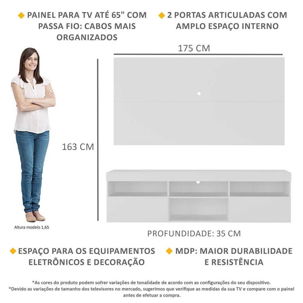 Rack com Painel TV 65" Holanda Multimóveis BR3059  Branco