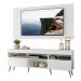 Rack com Painel TV 65" Londres Multimóveis Pés Retrô e 2 portas Branco/Natural