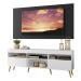 Rack com Painel TV 65" Londres Multimóveis Pés Retrô e 2 portas Branco/Preto/Natural
