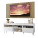 Rack com Painel TV 65" Londres Multimóveis Pés Retrô e 2 portas Branco/Rustic/Branco