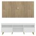 Rack com Painel TV 65" Londres Multimóveis Pés Retrô e 2 portas Branco/Rustic/Natural