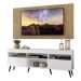 Rack com Painel TV 65" Londres Multimóveis Pés Retrô e 2 portas Branco/Rustic/Preto