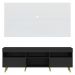 Rack com Painel TV 65" Londres Multimóveis Pés Retrô e 2 portas Preto/Branco/Natural