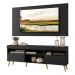 Rack com Painel TV 65" Londres Multimóveis Pés Retrô e 2 portas Preto/Natural