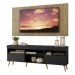 Rack com Painel TV 65" Londres Multimóveis Pés Retrô e 2 portas Preto/Rustic/Natural