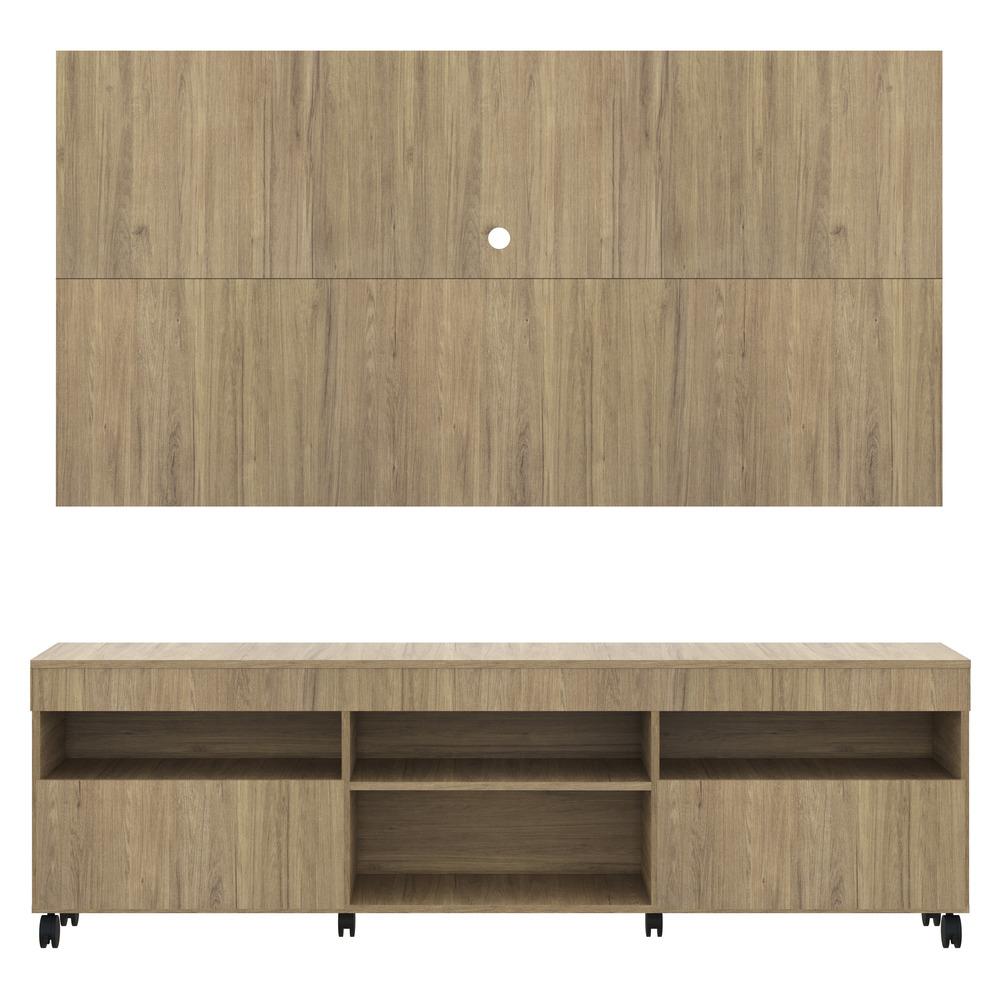 Rack com Painel TV 65" Londres Multimóveis com Rodízios e 2 portas Rustic
