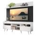 Rack com Painel TV 65" Madri Multimóveis Branco/Preto com Prateleira e Pés Retrô Branco