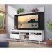 Rack com Painel TV 65" Madri Multimóveis Branco/Preto com Prateleira e Pés Retrô Branco