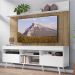 Rack com Painel TV 65" Madri Multimóveis Branco/Rustic com Prateleira e Pés Retrô Branco