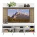 Rack com Painel TV 65" Madri Multimóveis Branco/Rustic com Prateleira e Pés Retrô Branco