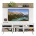 Rack com Painel TV 65" Madri Multimóveis Branco/Rustic com Prateleira e Pés Retrô Branco