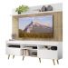 Rack com Painel TV 65" Madri Multimóveis Branco/Rustic com Prateleira e Pés Retrô Natural