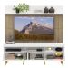 Rack com Painel TV 65" Madri Multimóveis Branco/Rustic com Prateleira e Pés Retrô Natural