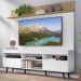 Rack com Painel TV 65" Madri Multimóveis Branco/Rustic com Prateleira e Pés Retrô Preto