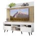Rack com Painel TV 65" Madri Multimóveis Branco/Rustic com Prateleira e Pés Retrô Preto