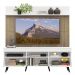 Rack com Painel TV 65" Madri Multimóveis Branco/Rustic com Prateleira e Pés Retrô Preto