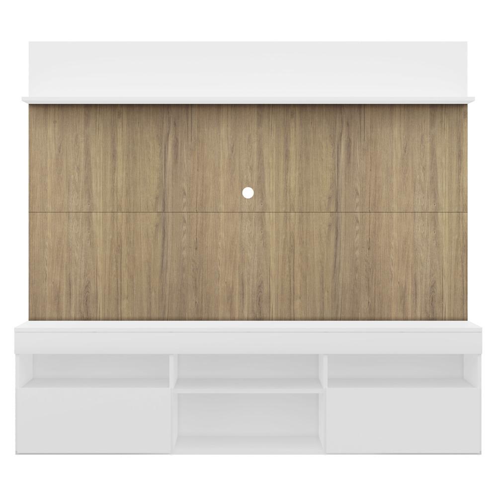 Rack com Painel TV 65" Madri Multimóveis Branco/Rustic com Suporte e Prateleira Branca