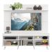Rack com Painel TV 65" Madri Multimóveis Pés Retrô e Prateleira Branco