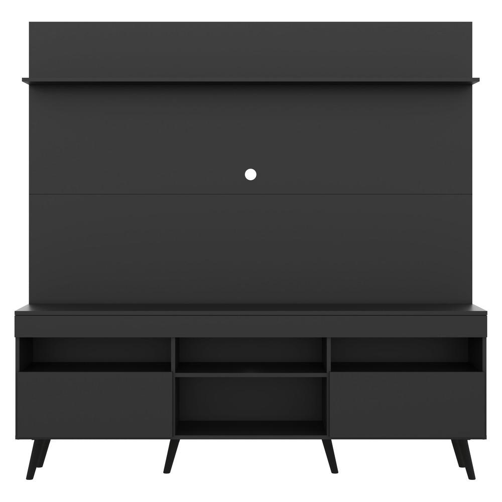 Rack com Painel TV 65" Madri Multimóveis Pés Retrô e Prateleira Preto