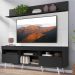 Rack com Painel TV 65" Madri Multimóveis Preto/Branco com Prateleira e Pés Retrô Branco 