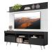 Rack com Painel TV 65" Madri Multimóveis Preto/Branco com Prateleira e Pés Retrô Branco 