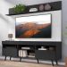 Rack com Painel TV 65" Madri Multimóveis Preto/Branco com Prateleira e Pés Retrô Preto 