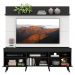 Rack com Painel TV 65" Madri Multimóveis Preto/Branco com Prateleira e Pés Retrô Preto 