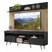 Rack com Painel TV 65" Madri Multimóveis Preto/Rustic com Prateleira e Pés Retrô Natural