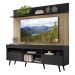 Rack com Painel TV 65" Madri Multimóveis Preto/Rustic com Prateleira e Pés Retrô Preto