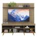 Rack com Painel TV 65" Madri Multimóveis Rustic com Prateleira e Pés Retrô Natural