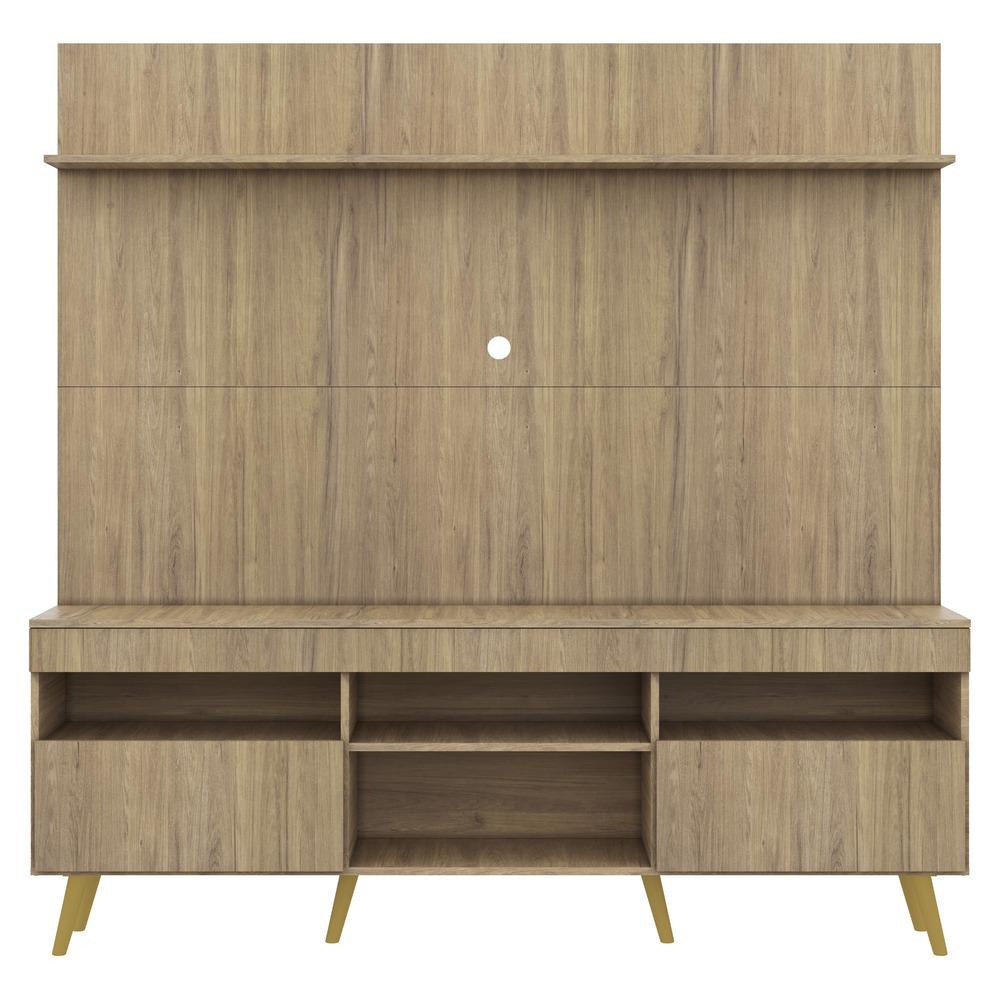 Rack com Painel TV 65" Madri Multimóveis Rustic com Prateleira e Pés Retrô Natural