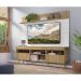 Rack com Painel TV 65" Madri Multimóveis Rustic/Branco com Prateleira e Pés Retrô Natural